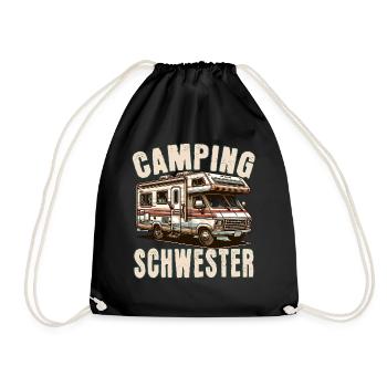 Camping Schwester - Turnbeutel - Schwarz - Vorne
