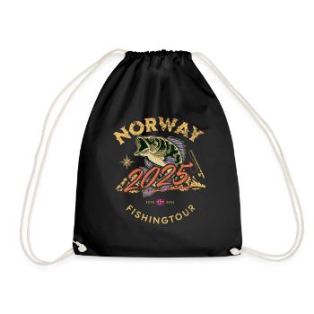 Norwegen Angeln Angeltour 2025 - Turnbeutel - Schwarz - Vorne