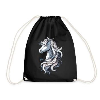 Pony Riding Pony Foal Rider Ponies Riding Pony Farm - Drawstring Bag - black - Front