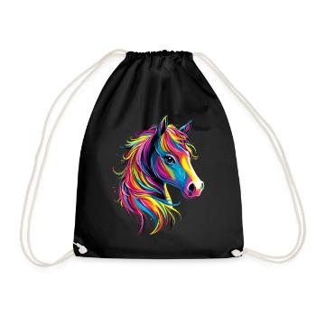 Pony Riding Pony Foal Rider Ponies Riding Pony Farm - Drawstring Bag - black - Front