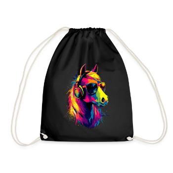 Pony Riding Pony Foal Rider Ponies Riding Pony Farm - Drawstring Bag - black - Front