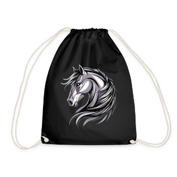 Pony Riding Pony Foal Rider Ponies Riding Pony Farm - Drawstring Bag - black - Front