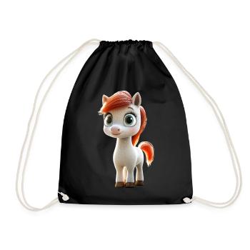 Pony Riding Pony Foal Rider Ponies Riding Pony Farm - Drawstring Bag - black - Front
