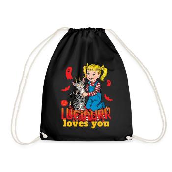 Lucipurr Loves You Sweet Halloween - Drawstring Bag - black - Front