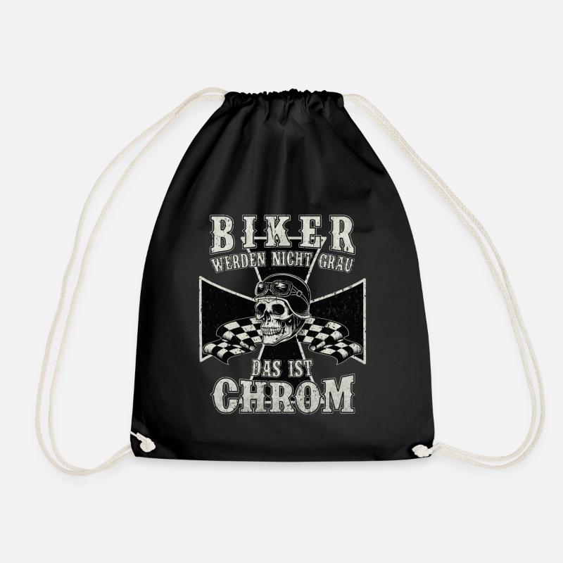 Bikers don't turn gray that's chrome | Biker - Drawstring Bag - black