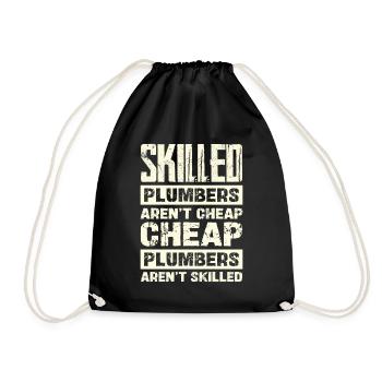 Qualified plumbers are not cheap - Drawstring Bag - black - Front