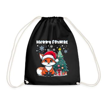 Renard de Noël Arbre de Noël Enfants Mignon - Sac de sport léger - noir - Devant