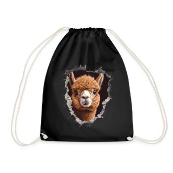Funny Alpaca Alpaca Lover Cute Zoo Animals - Drawstring Bag - black - Front