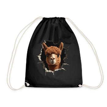 Funny Alpaca Alpaca Lover Cute Zoo Animals - Drawstring Bag - black - Front