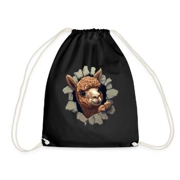 Funny Alpaca Alpaca Lover Cute Zoo Animals - Drawstring Bag - black - Front