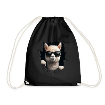 Funny Alpaca Alpaca Lover Cute Zoo Animals - Drawstring Bag - black - Front