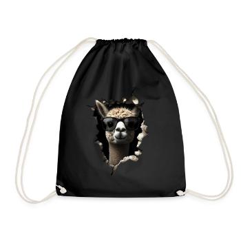 Funny Alpaca Alpaca Lover Cute Zoo Animals - Drawstring Bag - black - Front