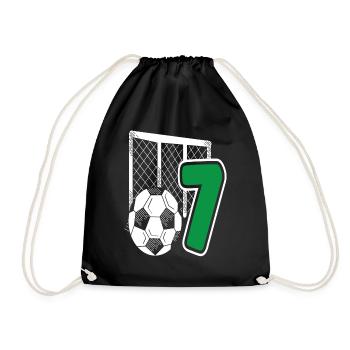 Fußball Geburtstag 7-Jährige Kindergeburtstag - Turnbeutel - Schwarz - Vorne