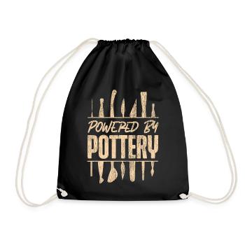Pottery Ceramics Artist Powered By - Drawstring Bag - black - Front