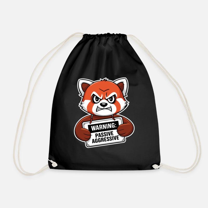 Warning: Passive Aggressive Roter Panda Humor - Turnbeutel - Schwarz