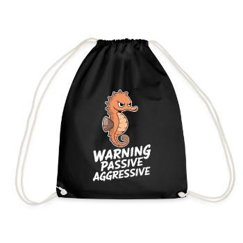Avertissement, Passif, Agressif, Hippocampe, Humour - Sac de sport léger - noir - Devant