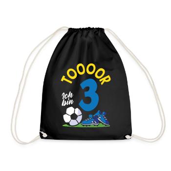 Goal Football I'm 3 Children's Birthday Party - Drawstring Bag - black - Front