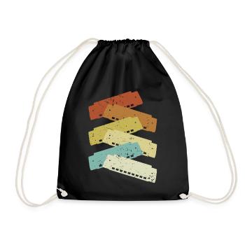 Harmoniste rétro Harmoniciste Harpe à bouche Harmonica - Sac de sport léger - noir - Devant