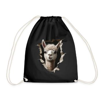 Funny Alpaca Alpaca Lover Cute Zoo Animals - Drawstring Bag - black - Front