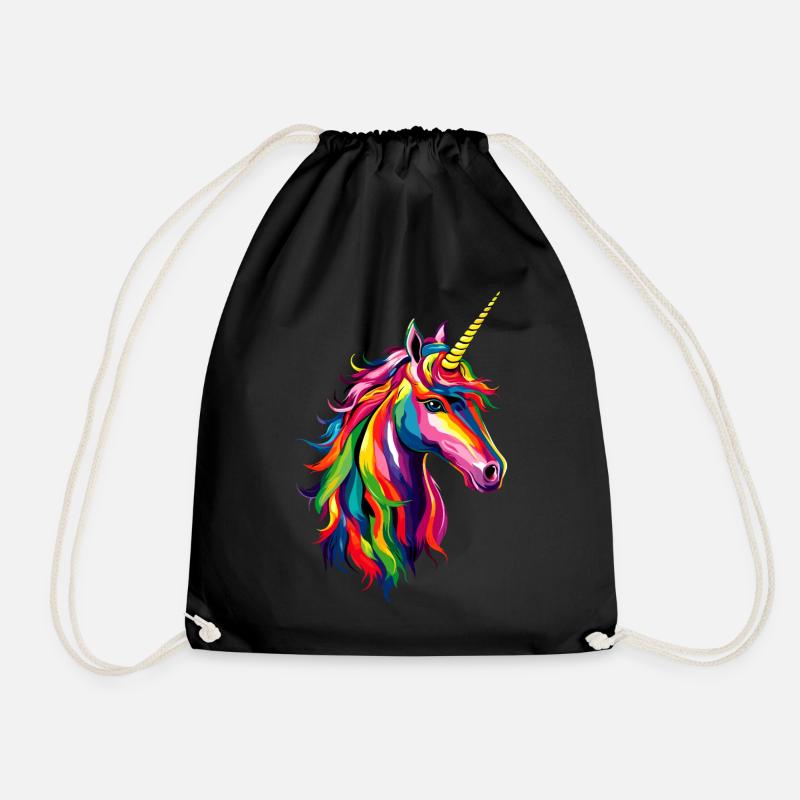 Einhorn Bunt Regenbogen Pferde Reiten Einhörner - Turnbeutel - Schwarz