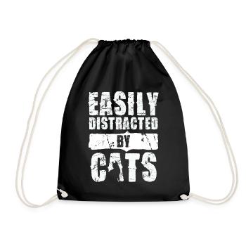 Facilement distrait par les chats - Sac de sport léger - noir - Devant