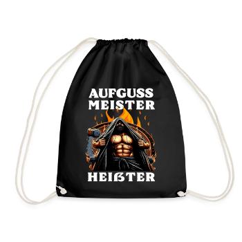 Aufguss Meister Heißter - Saunameister - Turnbeutel - Schwarz - Vorne