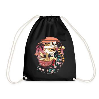 Ramen Katze Japan Anime Kawaii Ramen Nudeln - Turnbeutel - Schwarz - Vorne