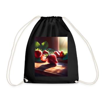 Ich liebe Erdbeeren - Turnbeutel - Schwarz - Vorne
