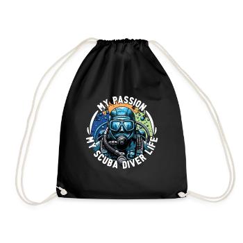 Scuba Diving My Passion My Scuba Diver Snorkeling - Drawstring Bag - black - Front