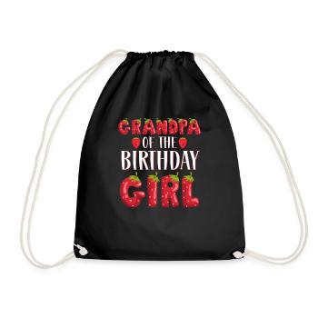 Grandpa Of The Birthday Girl Strawberry First Bday - Drawstring Bag - black - Front