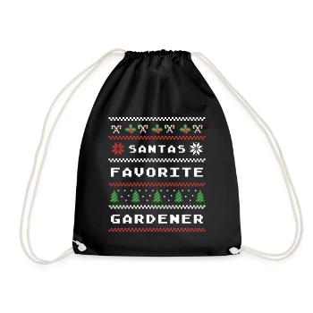 Santa's Favorite Gardener Christmas Motif - Drawstring Bag - black - Front