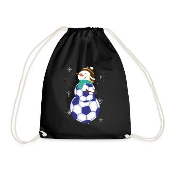 Cheerful snowman with soccer balls - Drawstring Bag - black - Front