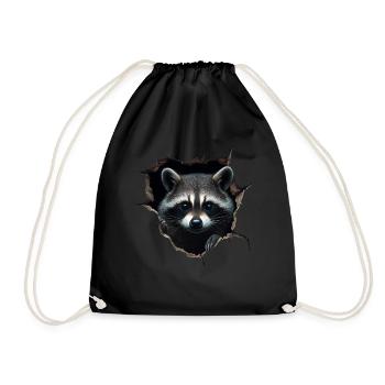 Funny Raccoon Raccoon Lover Cute Zoo Animal - Drawstring Bag - black - Front