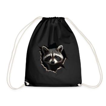 Funny Raccoon Raccoon Lover Cute Zoo Animal - Drawstring Bag - black - Front