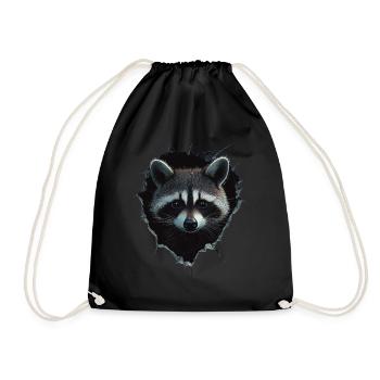 Funny Raccoon Raccoon Lover Cute Zoo Animal - Drawstring Bag - black - Front