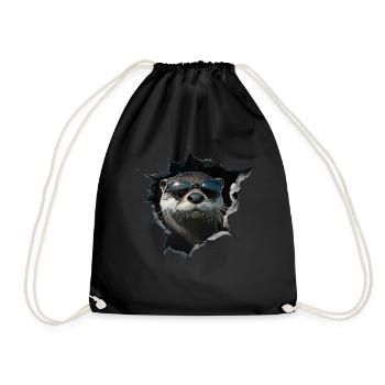 Funny Otter Otter Lover Cute Otter Zoo - Drawstring Bag - black - Front