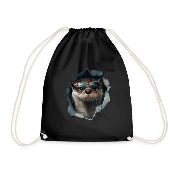 Funny Otter Otter Lover Cute Otter Zoo - Drawstring Bag - black - Front