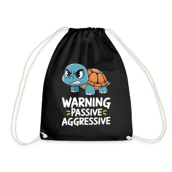 Warnung Passive Aggressive Schildkröte Grafik - Turnbeutel - Schwarz - Vorne
