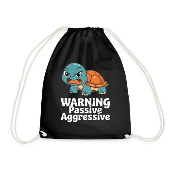 Warning Passive-Aggressive Tortoise - Drawstring Bag - black - Front