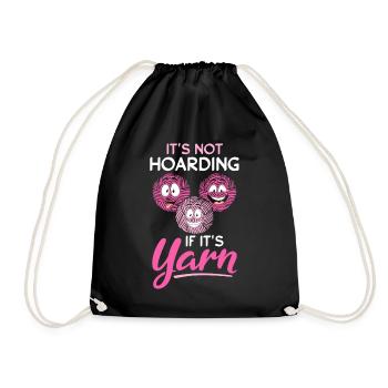 It's Not Hoarding If It's Yarn - Funny Crochet - Drawstring Bag - black - Front
