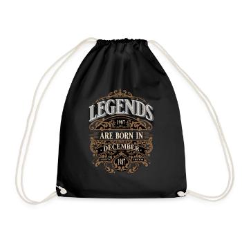1987 December born Birthday Year of birth - Drawstring Bag - black - Front