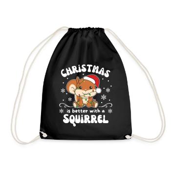 Christmas is better with a squirrel - Drawstring Bag - black - Front