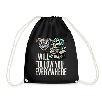 Je te suis partout chien et poupée effrayants - Sac de sport léger - noir - Devant