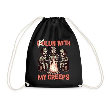 Chillin With My Creeps Campfire Adventure - Drawstring Bag - black - Front