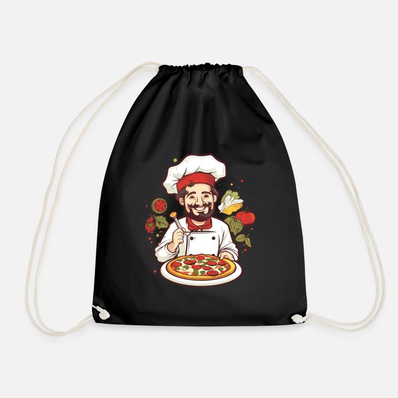 Pizzabäcker Grafik - Turnbeutel - Schwarz