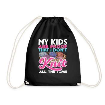 My children prove that I don't always knit - Drawstring Bag - black - Front
