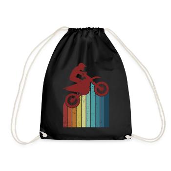 Retro Supermoto Motorcycle Racing Riders Motocross - Drawstring Bag - black - Front