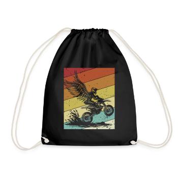 Retro Racing Supermoto Motorradfahrer Motocross - Turnbeutel - Schwarz - Vorne