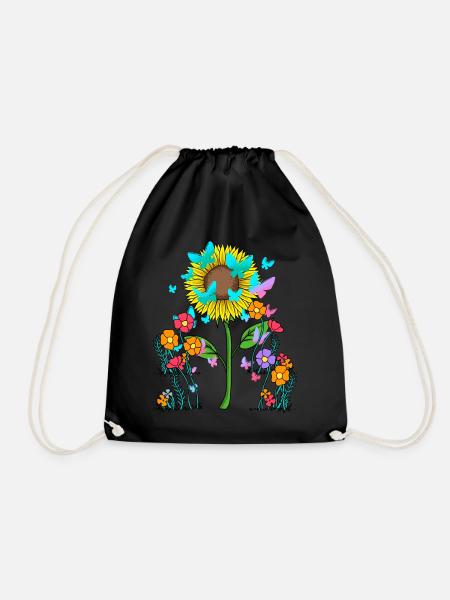 Sonnenblume Sonnenblumen Schmetterlinge Insekten - Turnbeutel - Schwarz