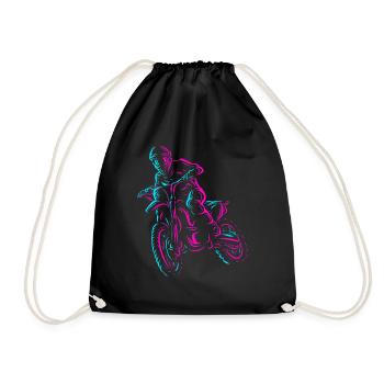 Motorcycle Racing Supermoto Riders Motocross - Drawstring Bag - black - Front